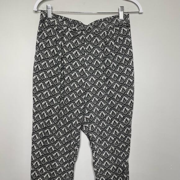 H&M Harem Trouser Pants Floral All Over Pattern Elastic Waist‎ Pocket Black 4 - Picture 2 of 13